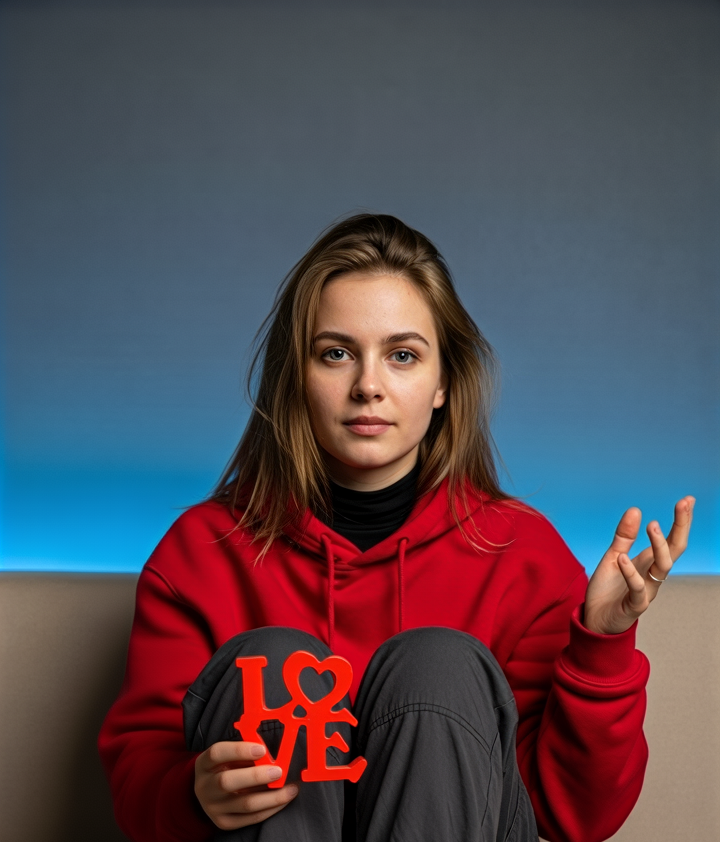 Decor ceramic rosu  LOVE 11 cm X 11 cm  - Deco Dio Studio -