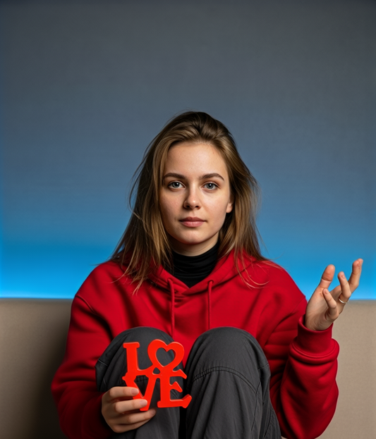 Decor ceramic rosu  LOVE 11 cm X 11 cm  - Deco Dio Studio -